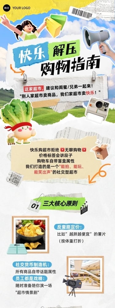 商超零售品牌促销活动拼贴风公众号推文文章长图aigc