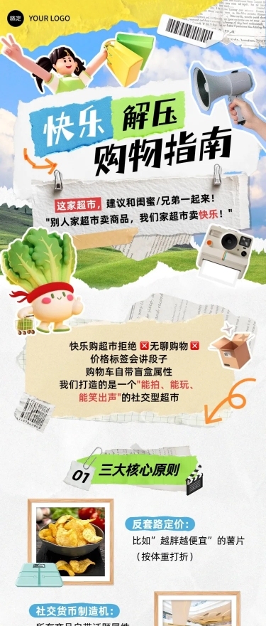 商超零售品牌促销活动拼贴风公众号推文文章长图aigc