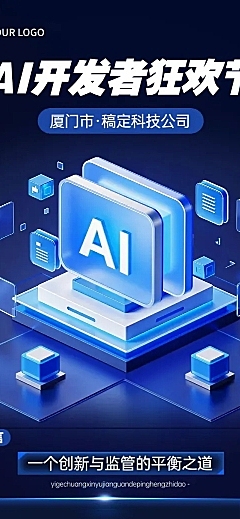 AI互联网主题活动宣传gpt4o蓝色资讯风公众号文章长图aigc