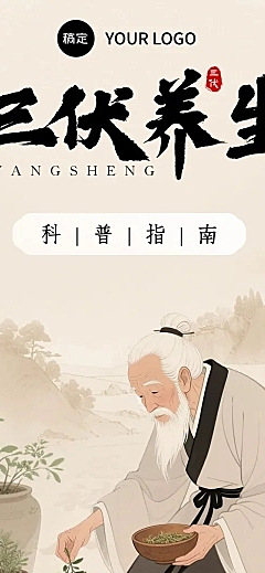 三伏养生科普古典感文章长图