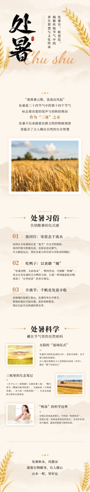 处暑节气科普通用时尚感文章长图AIGC预览效果