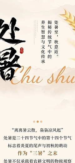 处暑节气科普通用时尚感文章长图AIGC