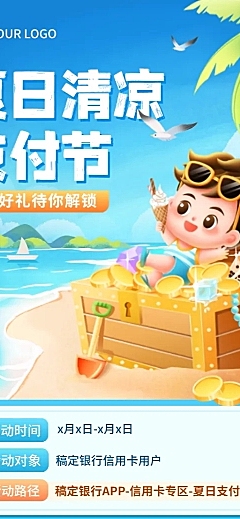 银行信用卡金融产品夏季营销长图海报