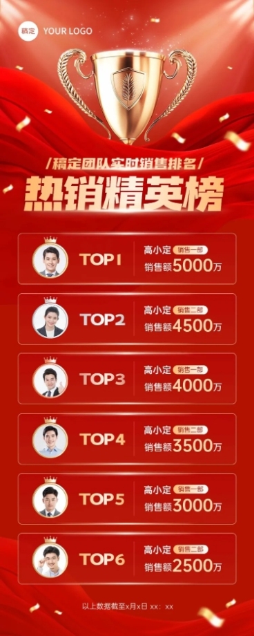 喜报贺报团队红金排行榜长图海报aigc预览效果