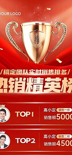 喜报贺报团队红金排行榜长图海报aigc