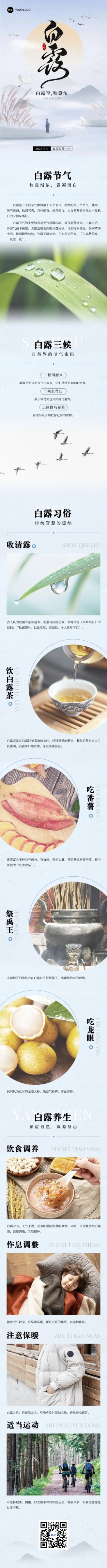 白露节气科普中式感文章长图AIGC预览效果