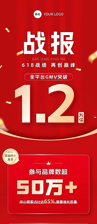 喜报战报红色618销售喜报简约文章长图aigc