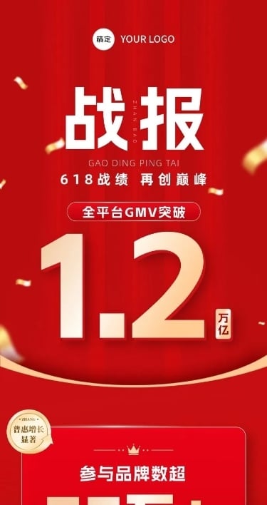 喜报战报红色618销售喜报简约文章长图aigc