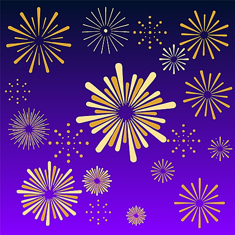常规内容-装饰系列扁平风新年烟花元素组合