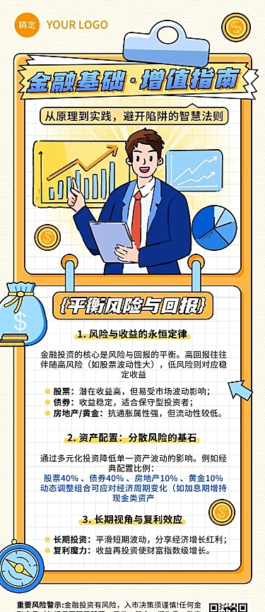 金融知识科普投资理财分析长图海报