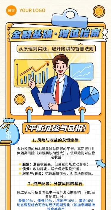 金融知识科普投资理财分析长图海报