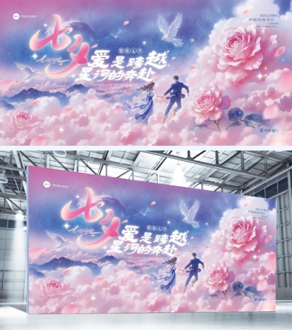 七夕节日活动梦幻感展板AIGC预览效果