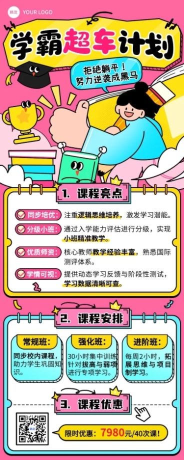 教育培训K12课程营销长图海报AIGC预览效果