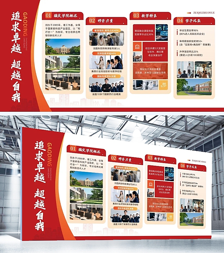红色学院介绍文化墙展板AIGC