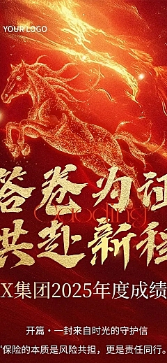 年终总结节点活动喜庆感年度回顾文章长图AIGC