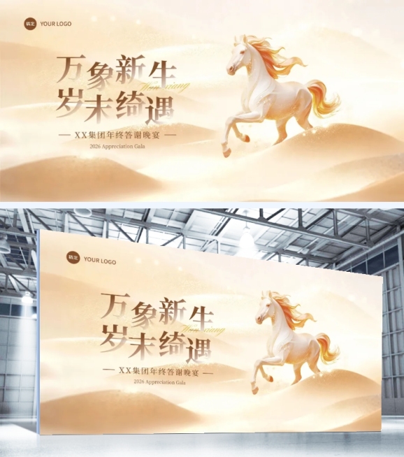 年终年会节点活动美业轻奢感展板AIGC预览效果
