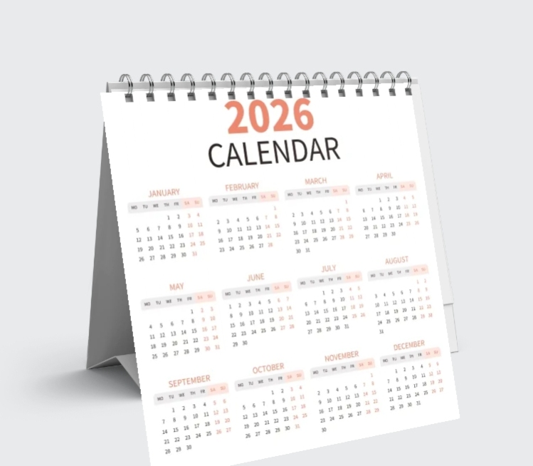 2026年简约台历印刷预览效果