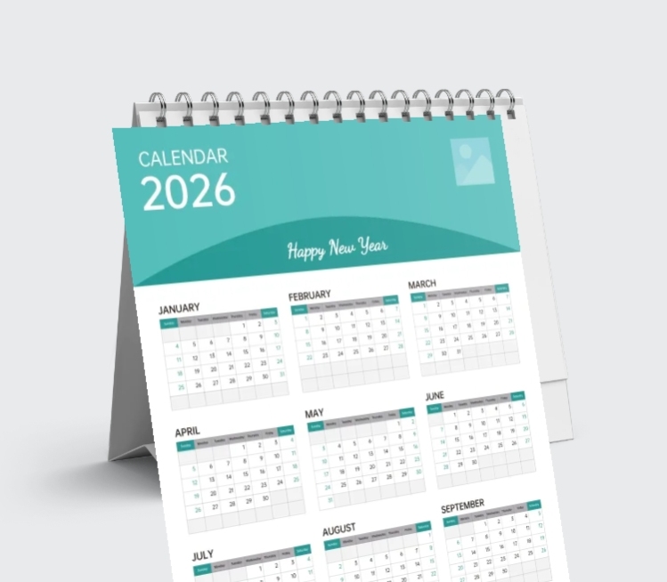 2026年简约台历印刷物料预览效果
