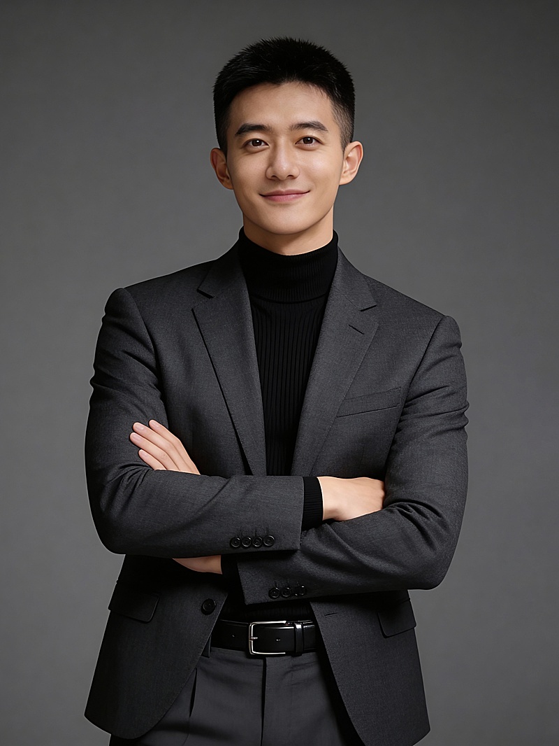 黑色西装双手抱胸男士形象照