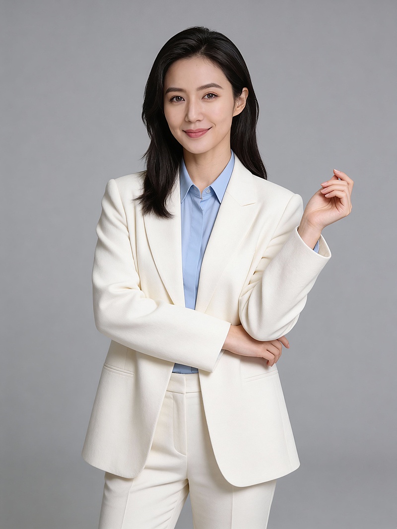 温柔白色西装女士形象照