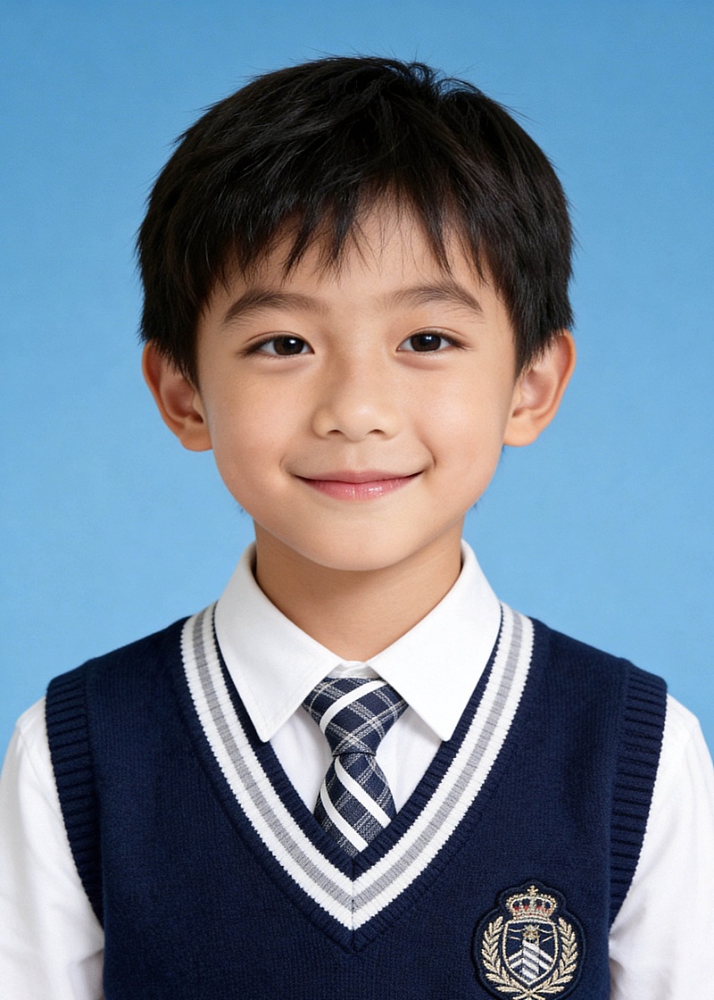 可爱学院风幼儿园蓝底通用证件照