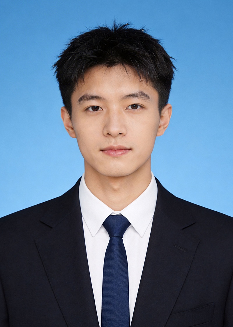 正式西装蓝色领带求职男生蓝底证件照