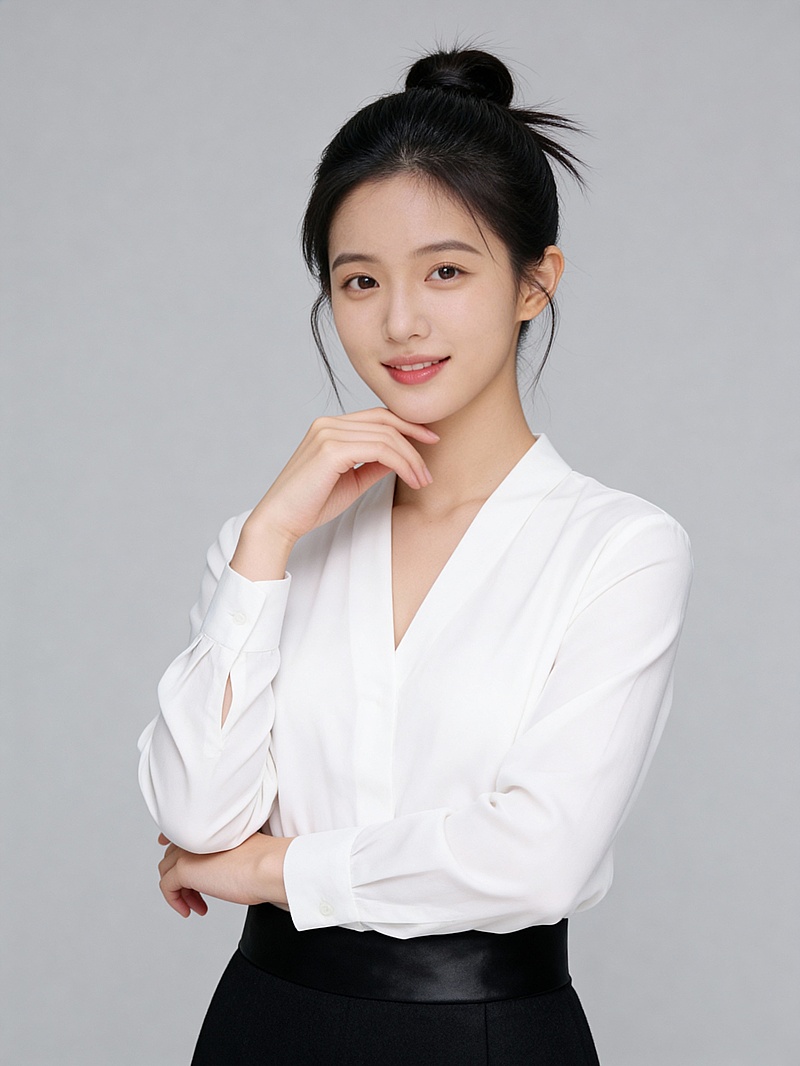 干练气质手托下巴女性职业形象照