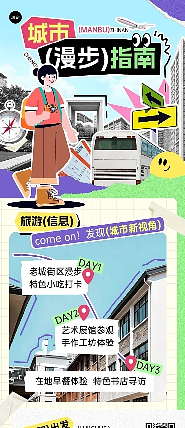 旅游出行通用线路营销长图海报AIGC