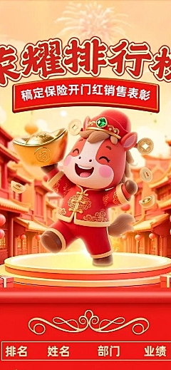 开门红金融保险银行马年业绩喜报长图海报