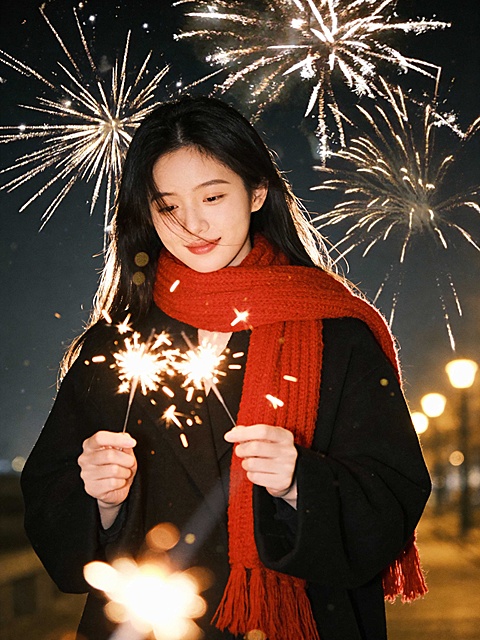 新春春节跨年唯美烟花创意照