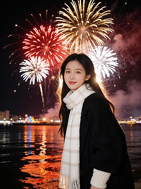 新春春节复古胶片唯美烟花创意照