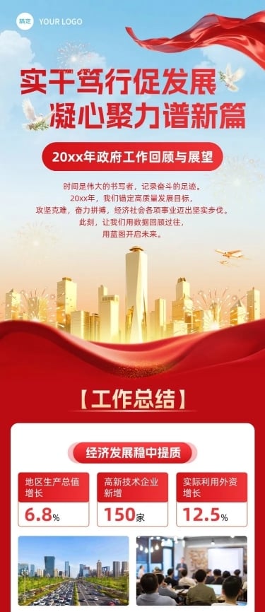 政务组织年度工作总结工作报告文章长图