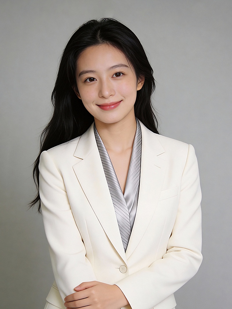 端庄亲和米白西装女士形象照