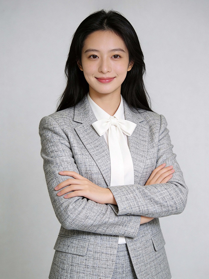 秀气灰色西装女士形象照