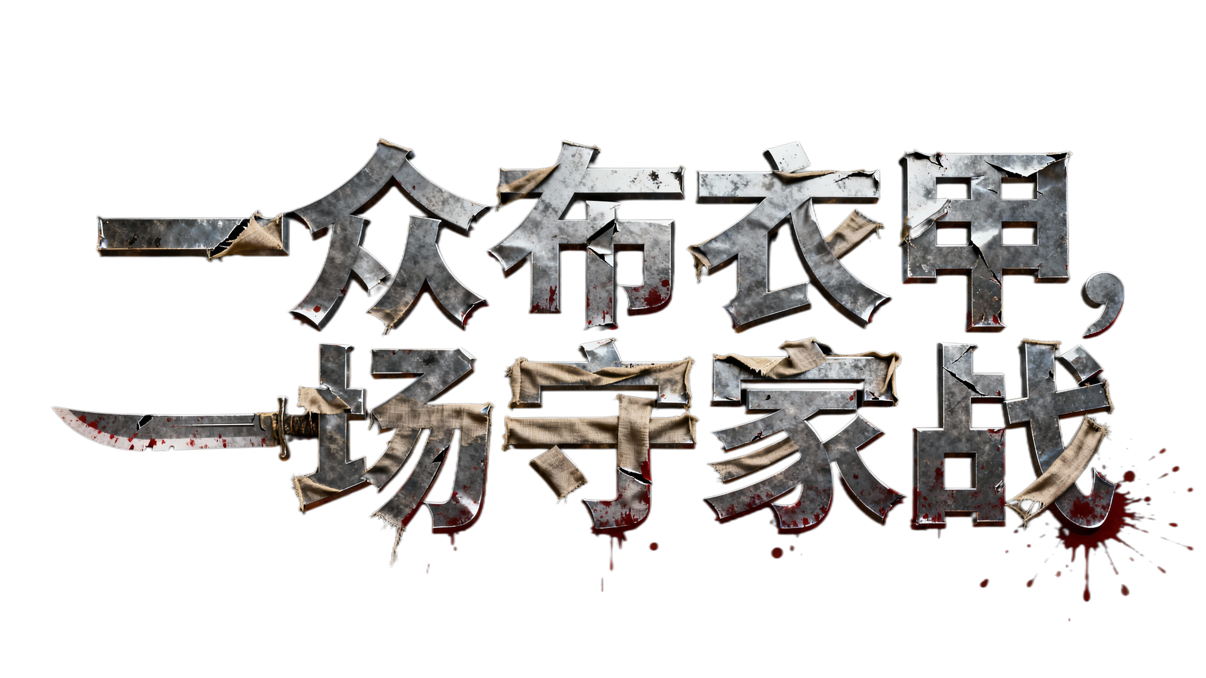 一众布衣甲，一场守家战帮我把这几个字变成血淋淋的字体 要横排不… - 图片创意预览