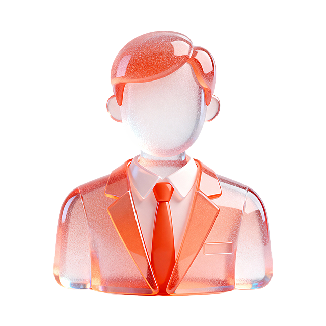 3个不同的图，第一个：一个地球突出我国地图，第二个：人物西装，第三个：爱心服务标识，材质透明，浅红橙色配色，磨砂玻璃质感，具透明科技感，UI 设计风格，白色背景，影棚灯光，色彩明亮，3D 艺术，使用 C4D 软件制作，配合oc渲染器，可结合 Blender 软件，采用光线追踪技术，参考 Pinterest、Dribbble 风格，减少细节，8K 分辨率