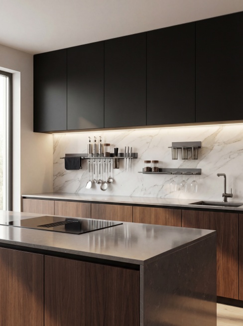 图片中的收纳产品不变，生成一张新的厨房场景图预览效果