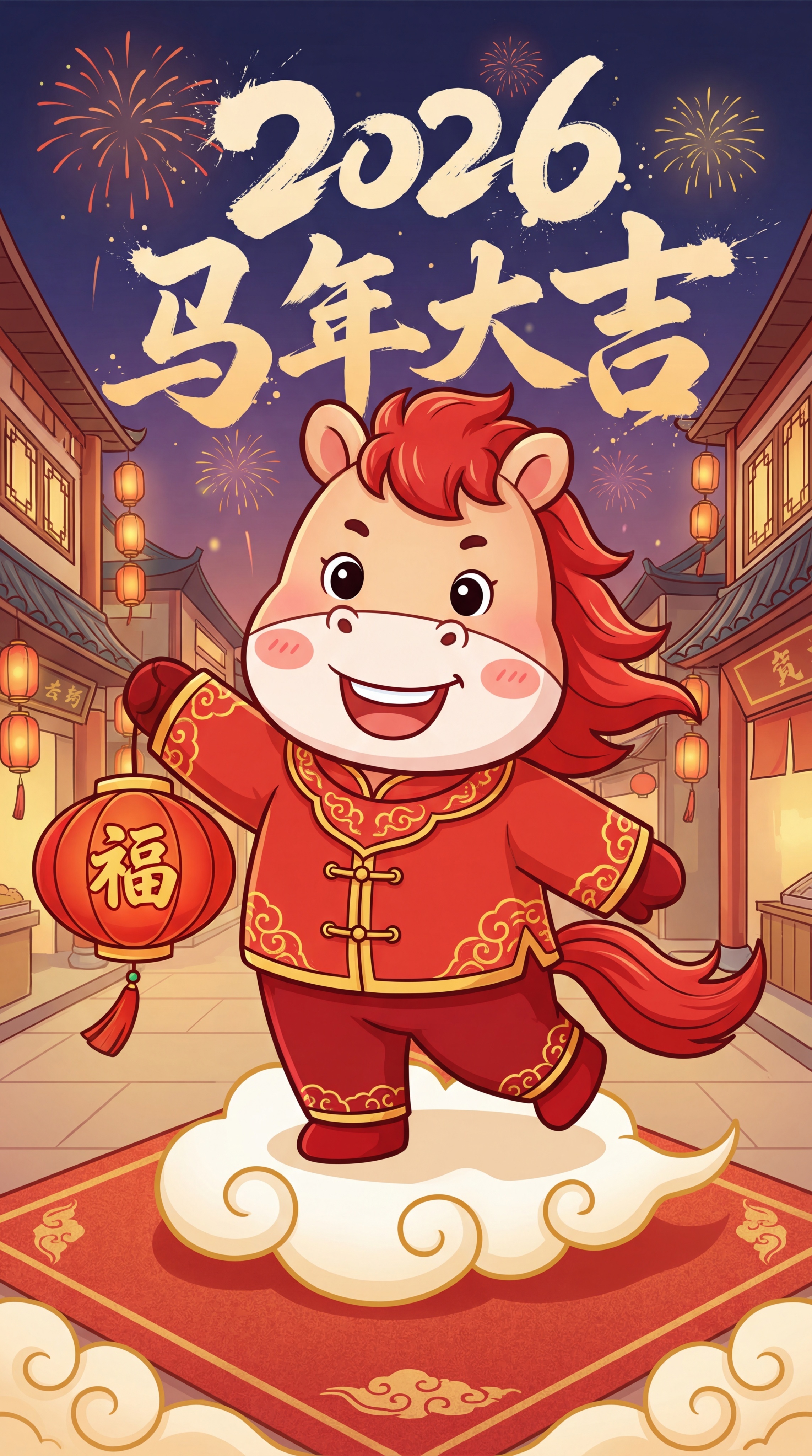 一只卡通版马设计的IP形象，采用国风传统风格。奔跑的骏马，营造… - 图片创意预览