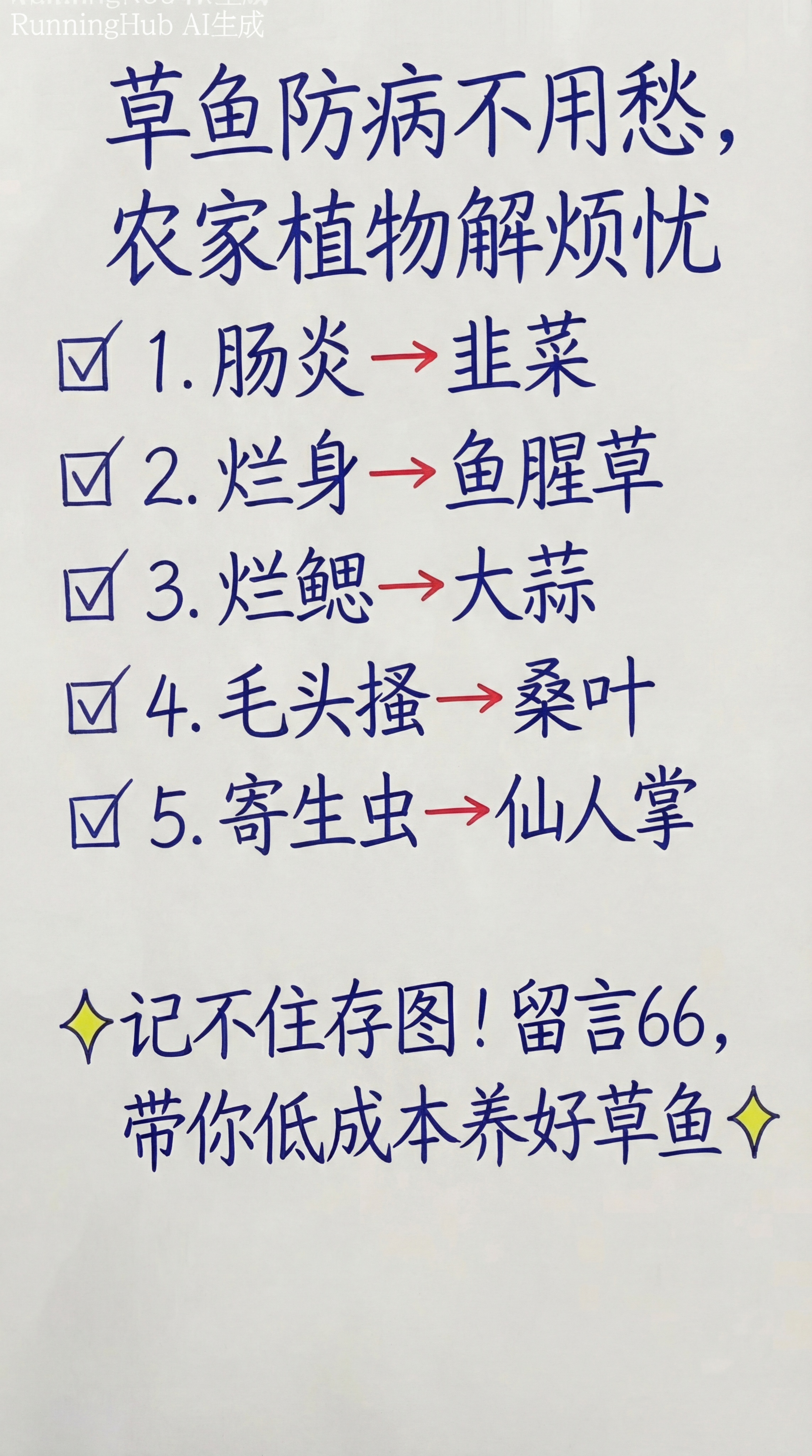 草鱼防病不用愁，农家植物解烦忧 1. 肠炎→韭菜 2. 烂身→… - 图片创意预览