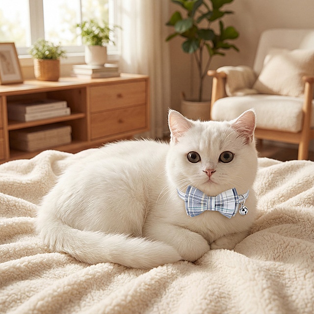 这是一个猫咪的蝴蝶领结 我需要帮我生成一张猫咪戴这它的展示图片