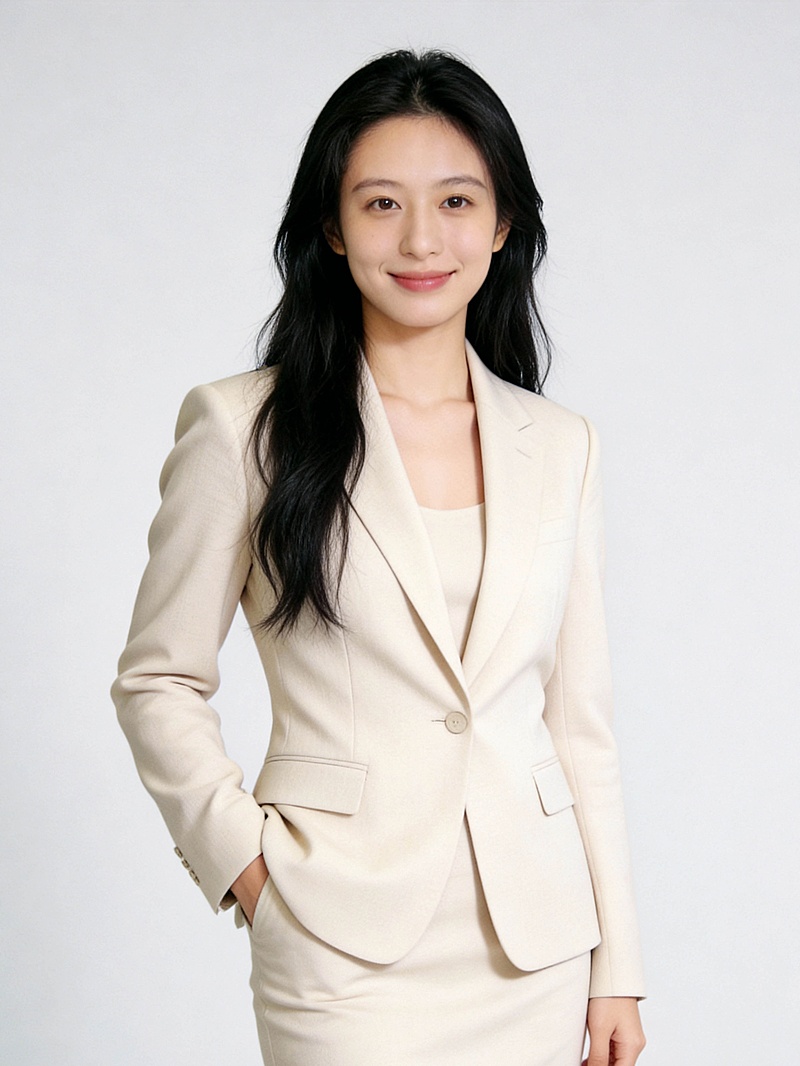 秀气杏色西装女士形象照