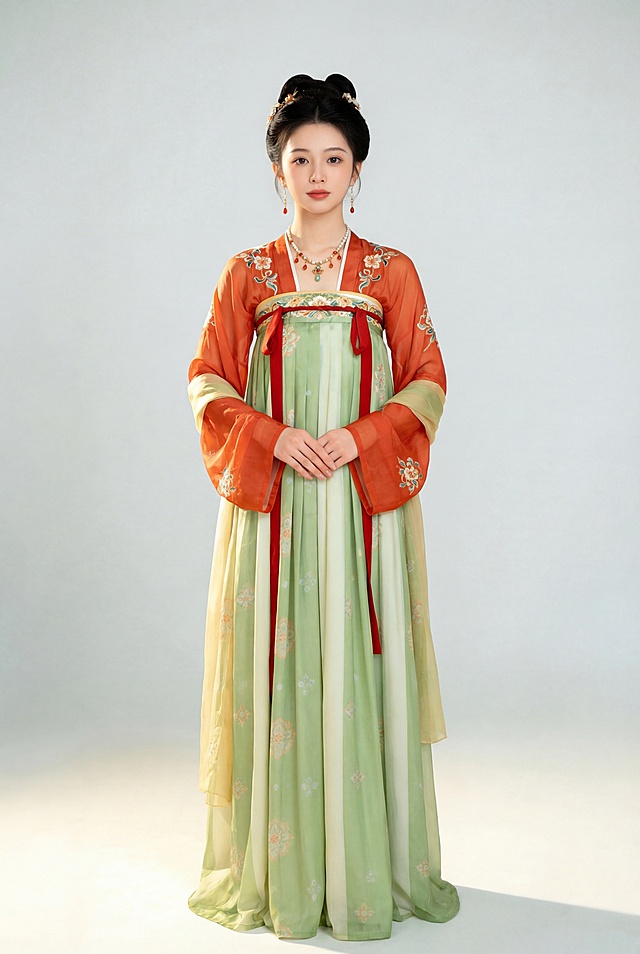 把参考图中人物扩展至全身完整展现，脸微抬起做平视平行视角，其他保持不变