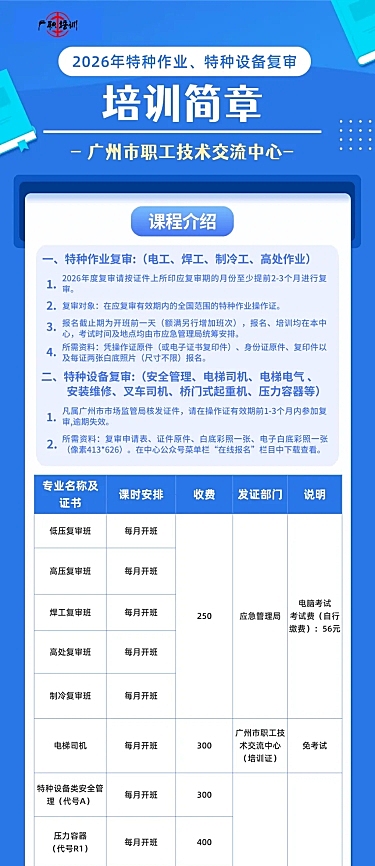 职业技能培训学校课程表长图海报