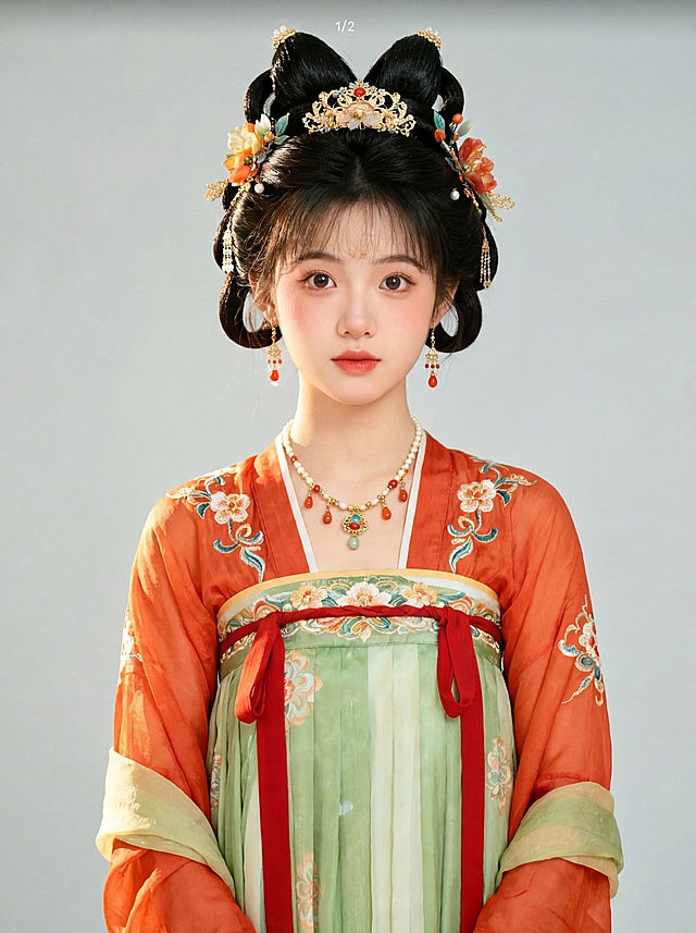 把参考图中人物姿态调整为端正面向观众的标准站姿，脸部和眼神扭转至平行正视正前方，头身中轴线笔直。其他保持不变