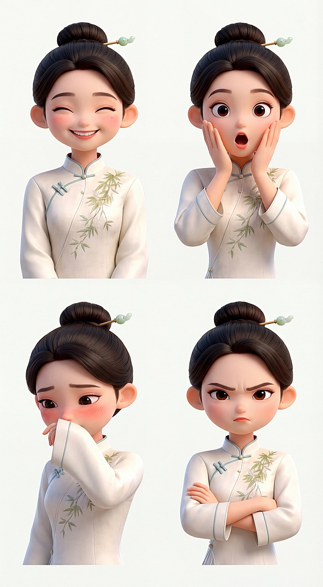 基于参考图形象，出一组她的表情包