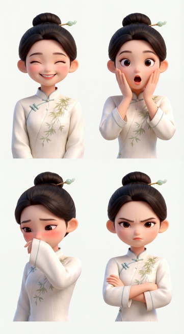 基于参考图形象，出一组她的表情包预览效果