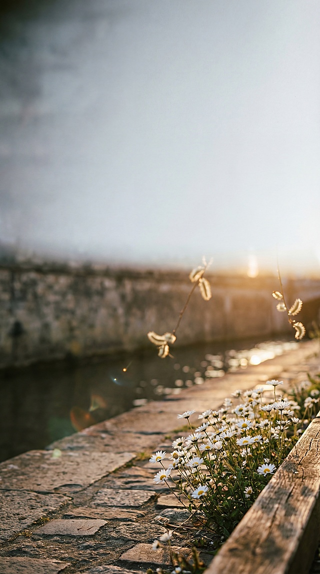 # 场景B1【都市叙事·公园长椅旁金鸡菊花海】
A minimalist street scene at golden hour, a patch of bright coreopsis flowers blooming beside a weathered wooden bench in a vintage urban park, warm amber sunlight spilling over the flowers with dappled tree shadows, gentle breeze blurring flower petals slightly, vintage urban aesthetic, moody Kodak Portra 400 film grain with fine texture, soft deep shadows, huge negative space for UI --ar 9:16 --v 6.0

# 场景B2【都市叙事·老巷口格桑花花海】
A minimalist street scene at golden hour, clusters of pink and white cosmos blooming under the old brick wall of a quiet city alley, warm amber sunset light slanting on the flowers and casting soft wall shadows, a few fallen petals on the stone road, vintage urban aesthetic, moody Kodak Portra 400 film vibes, delicate floral textures, huge negative space for UI --ar 9:16 --v 6.0

# 场景B3【都市叙事·滨河步道小雏菊花海】
A minimalist street scene at golden hour, a stretch of white daisies blooming along the vintage urban river walk, warm amber sunlight glinting on the flower petals with faint river light reflection, subtle motion blur of floating catkin, nostalgic textures of stone walk and fresh petals, Kodak Portra 400 style with fine grain, huge negative space for UI --ar 9:16 --v 6.0

# 场景B4【都市叙事·老社区百日菊花海】
A minimalist street scene at golden hour, colorful zinnia blooming beside the iron fence of a vintage residential community, warm amber street light mixing with sunset light wrapping the flowers, scattered fallen leaves on the grass beside the flowers, soft grid shadows of the fence on the petals, moody film vibes, Kodak Portra 400 film grain, huge negative space for UI --ar 9:16 --v 6.0