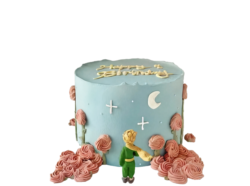 把整个蛋糕和前面的花和公仔抠出来，并消除蛋糕底托预览效果