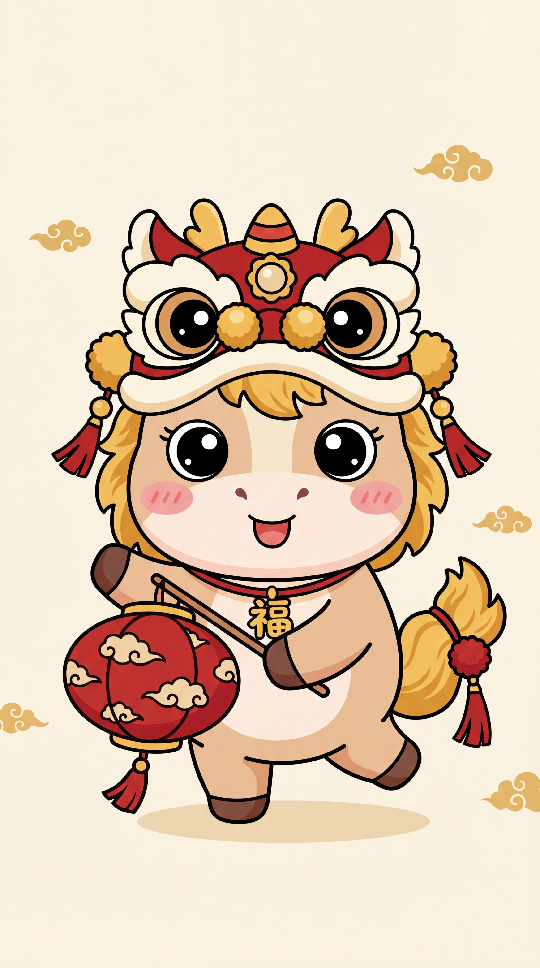 马年春节 IP 设计，采用可爱的卡通风格，胖乎乎的小马 IP… - 图片创意预览