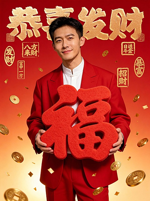 新春春节发财喜庆拜年照